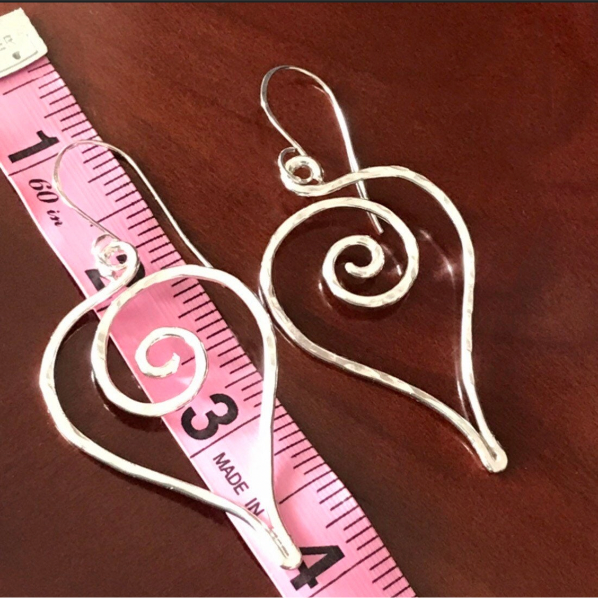 Hammered Silver Heart Earrings