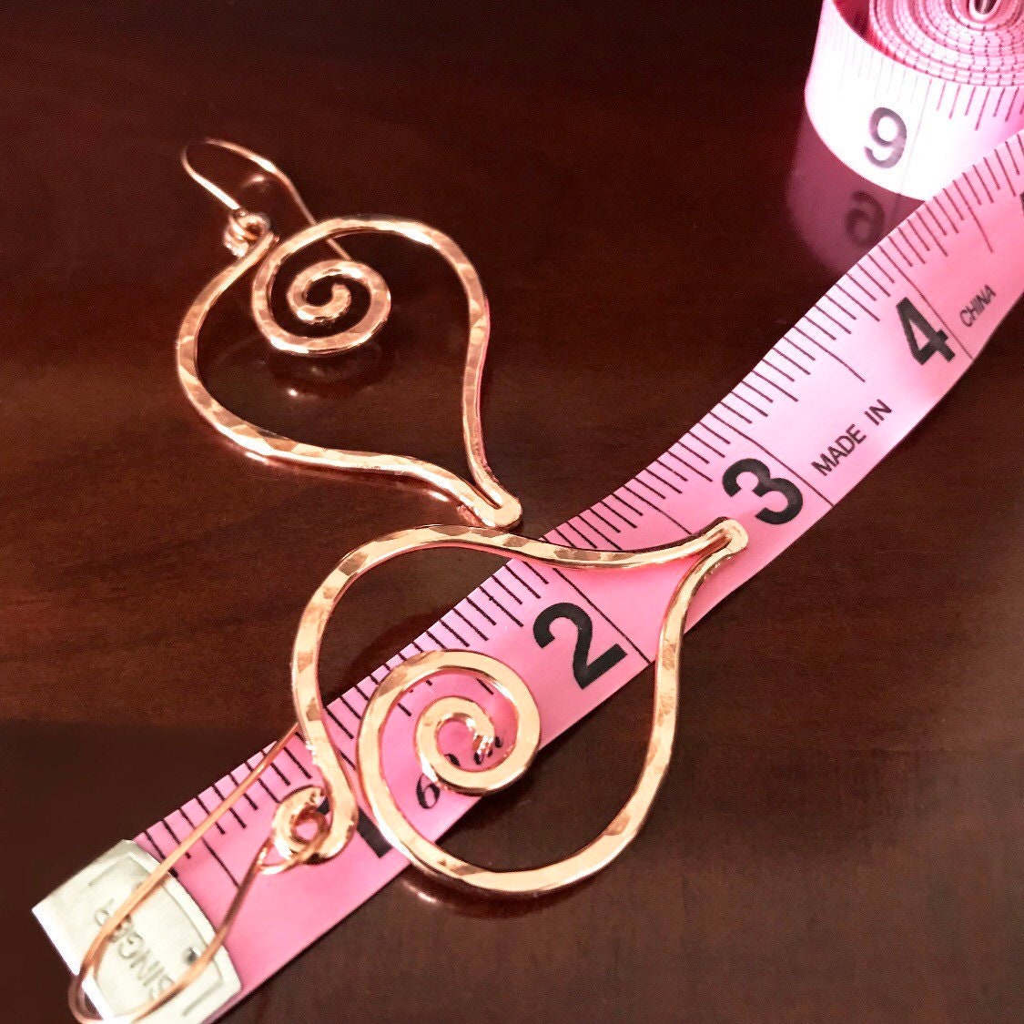 Big Copper Heart Earrings