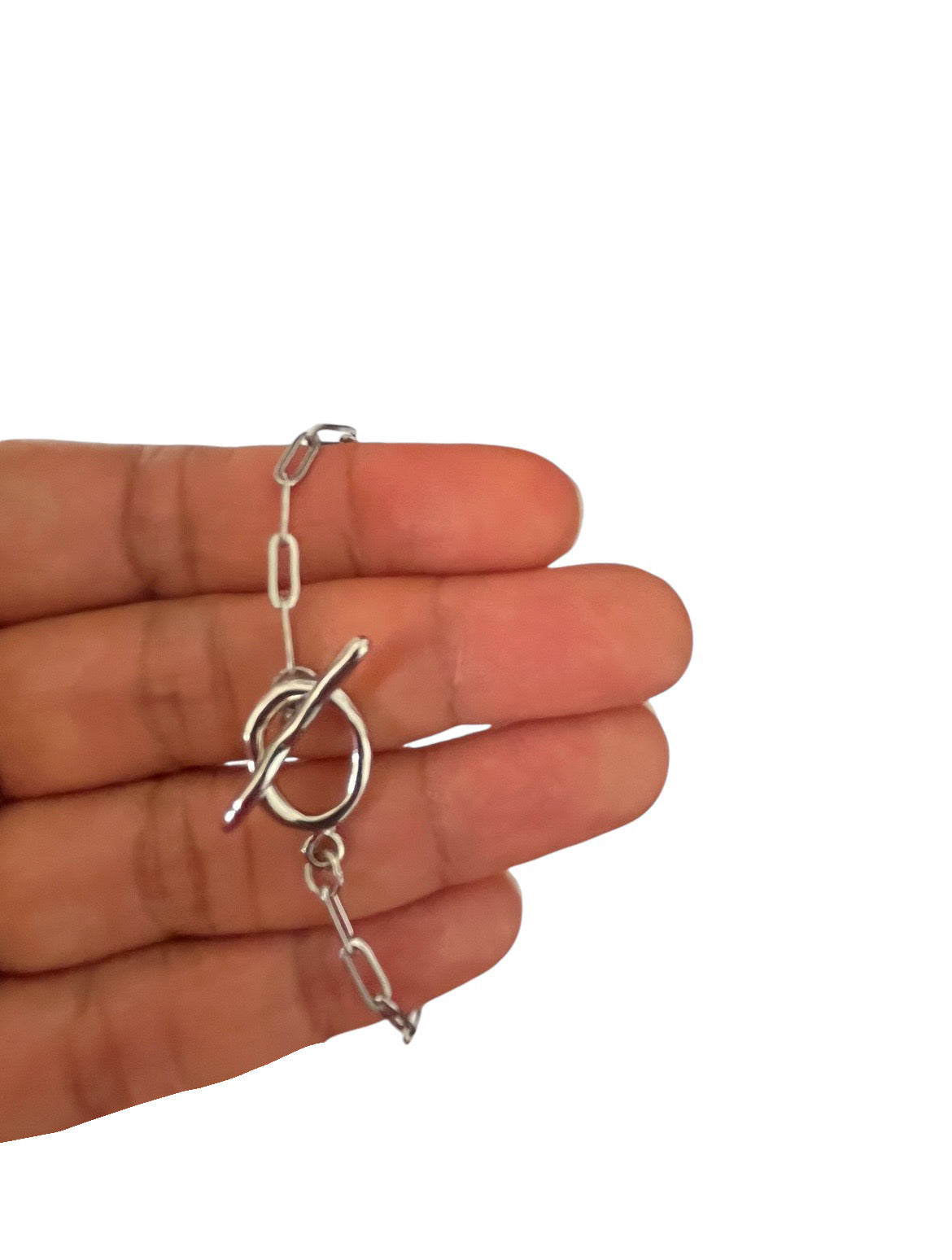 Silver Chain Link Toggle Bracelet