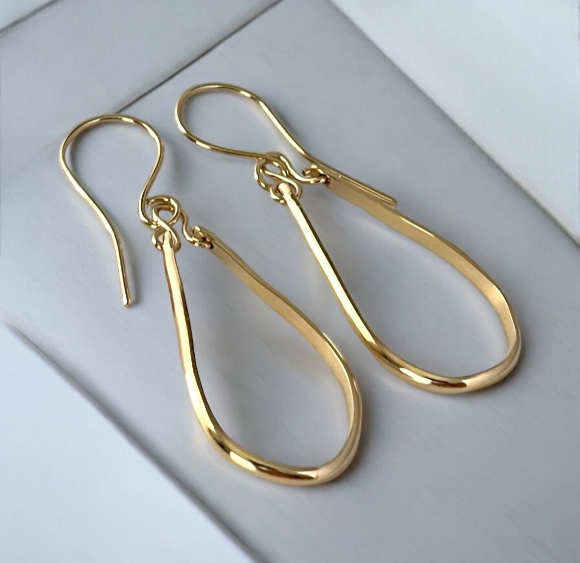 14K Gold Filled Teardrop Hoop Earrings