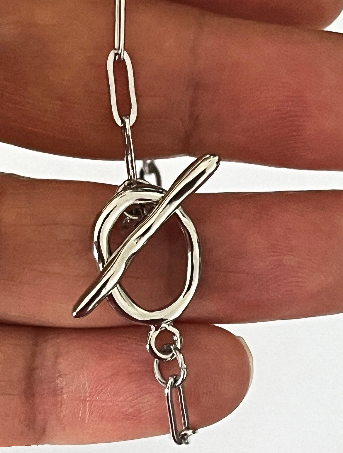 Silver Chain Link Toggle Bracelet