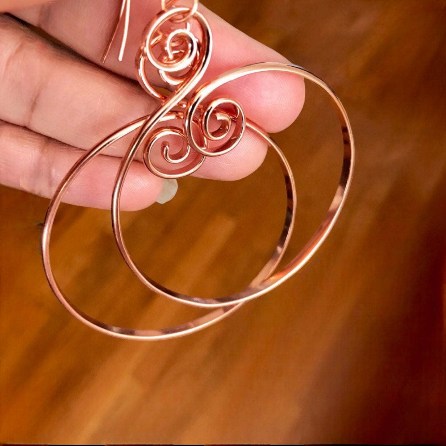 Oversized Shiny Copper Spiral Hoop Earrings