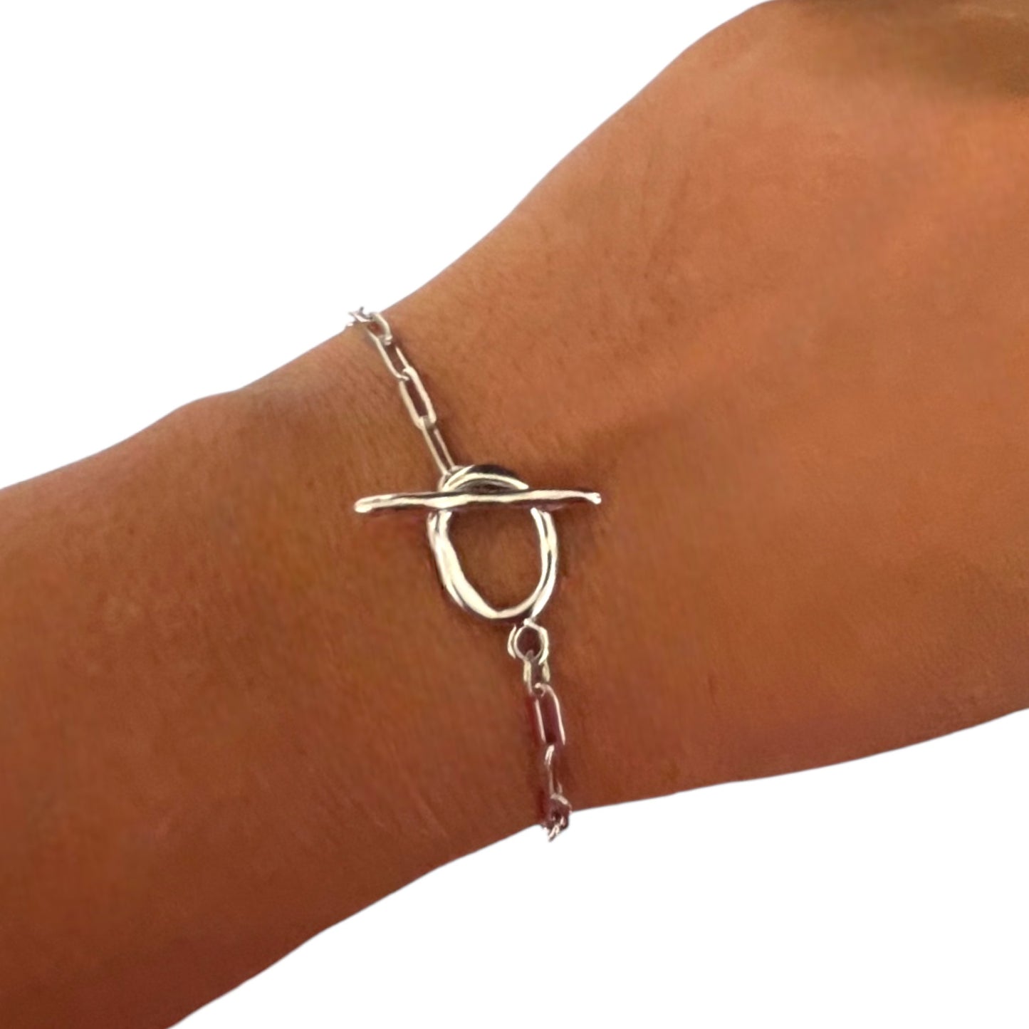 Silver Chain Link Toggle Bracelet