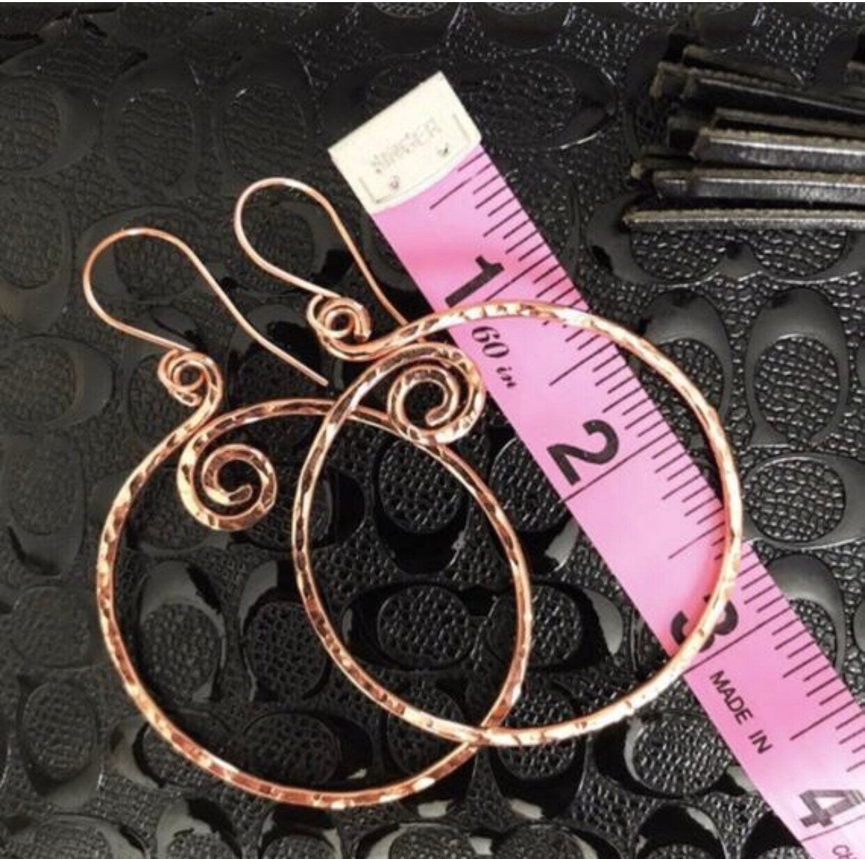 Shiny Hammered Copper Hoop Earrings