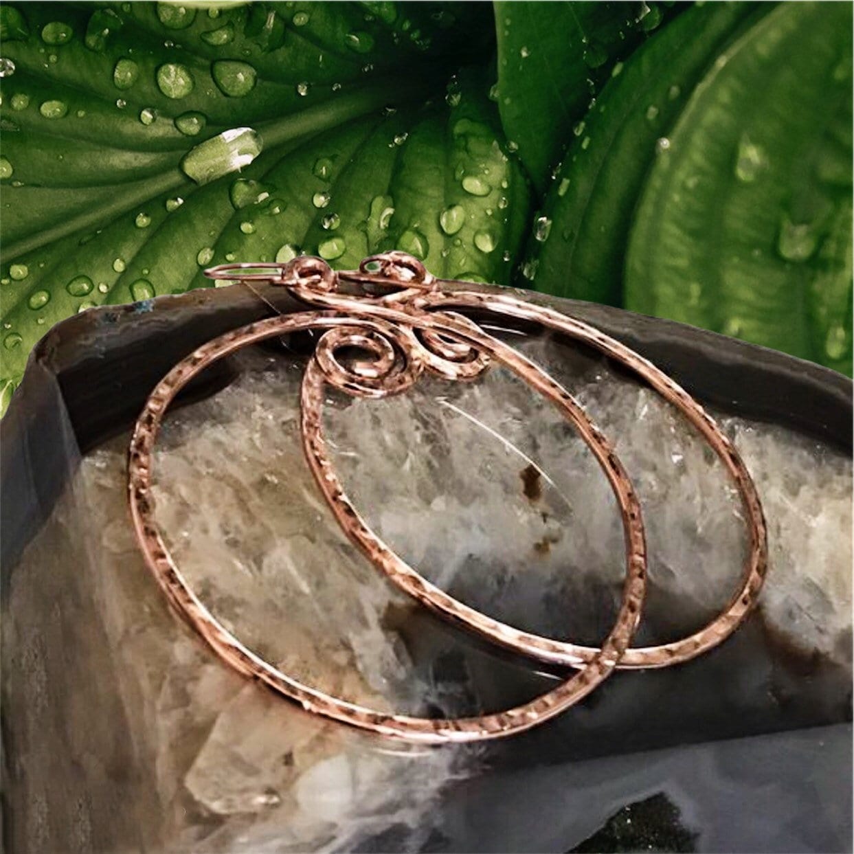 Shiny Hammered Copper Hoop Earrings