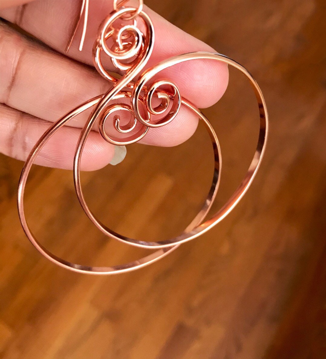 Oversized Shiny Copper Spiral Hoop Earrings