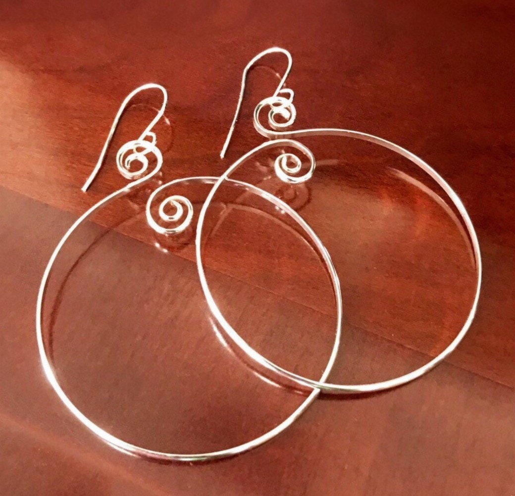 Oversized Silver Spiral Hoop Earrings