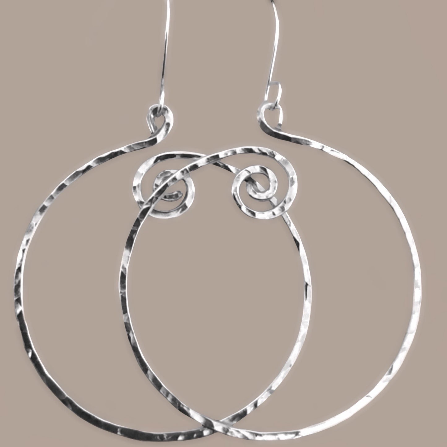 Hammered Silver Hoop Earrings