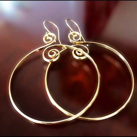 Large Gold Spiral Hoop Earrings