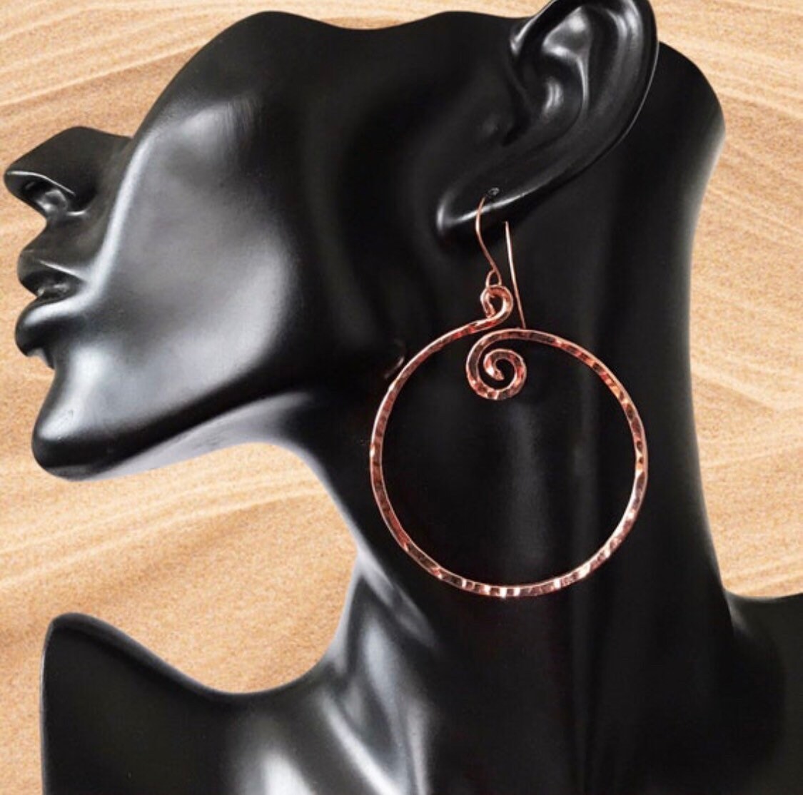 Shiny Hammered Copper Hoop Earrings