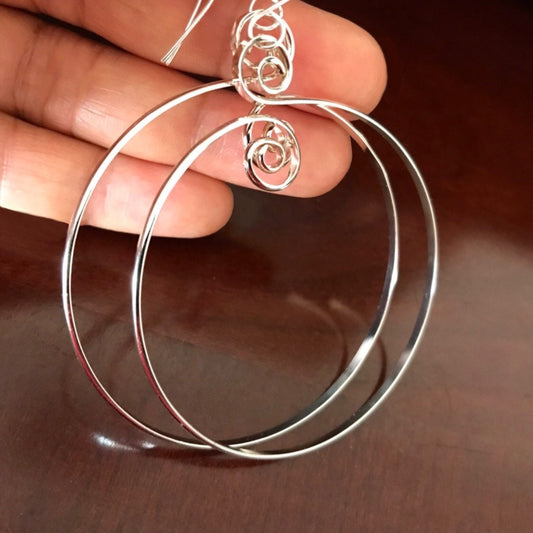 Oversized Silver Spiral Hoop Earrings