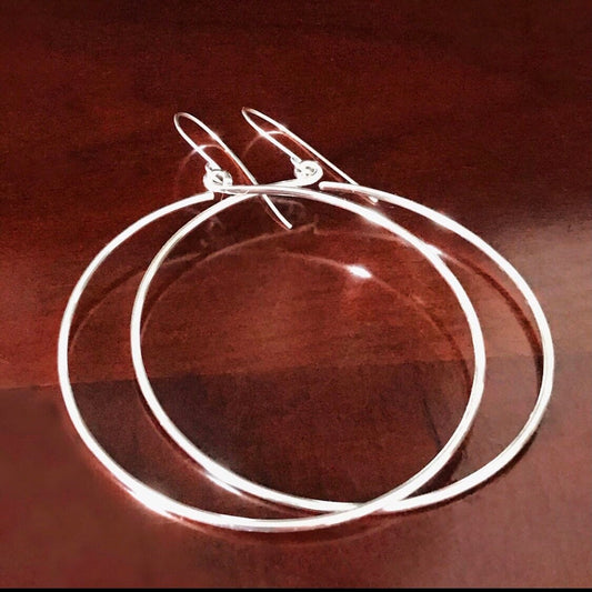 Oversized Polished Silver Hoop Earrings