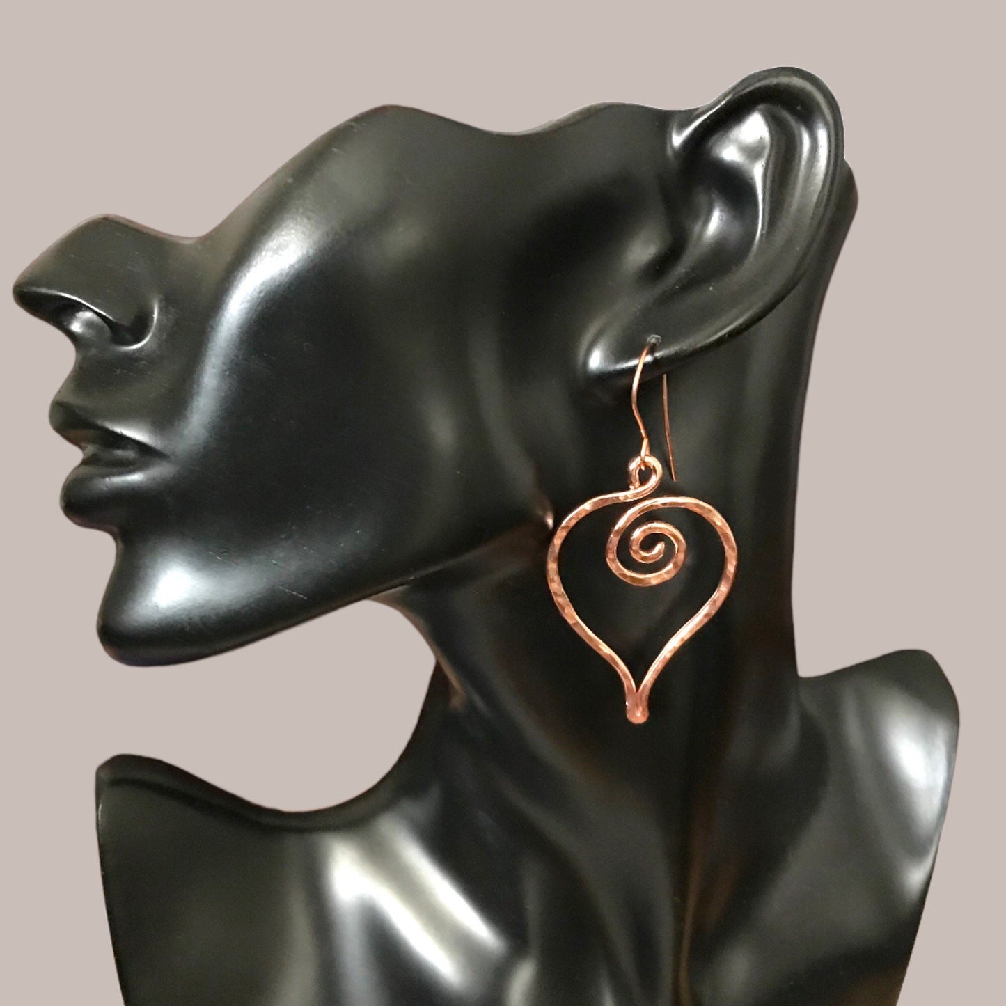 Big Copper Heart Earrings