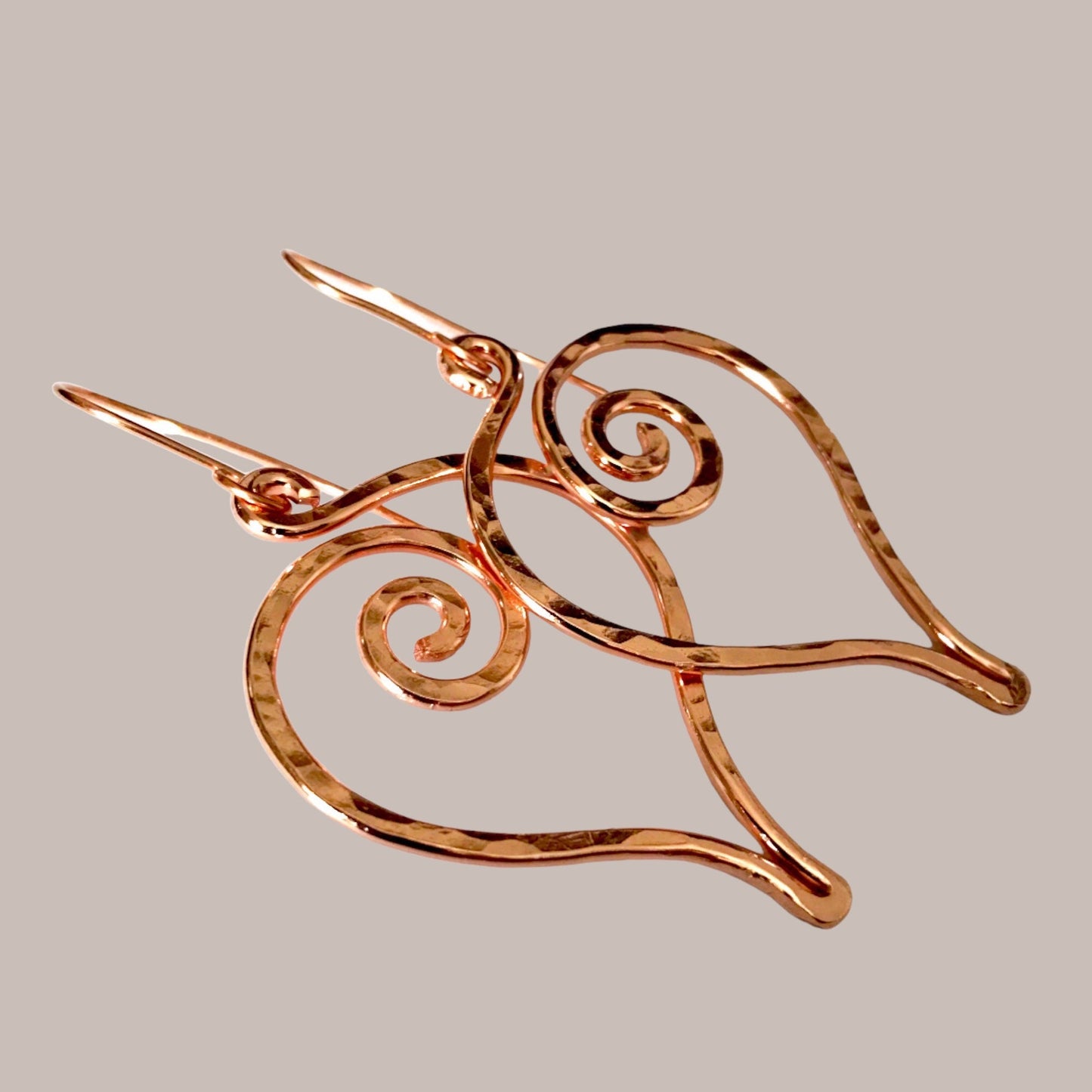 Big Copper Heart Earrings