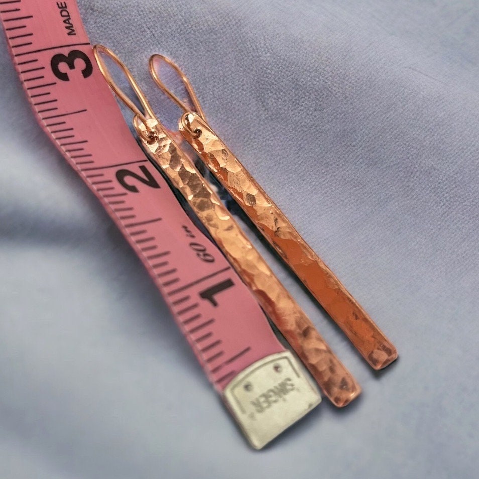 Hammered Copper Bar Earrings