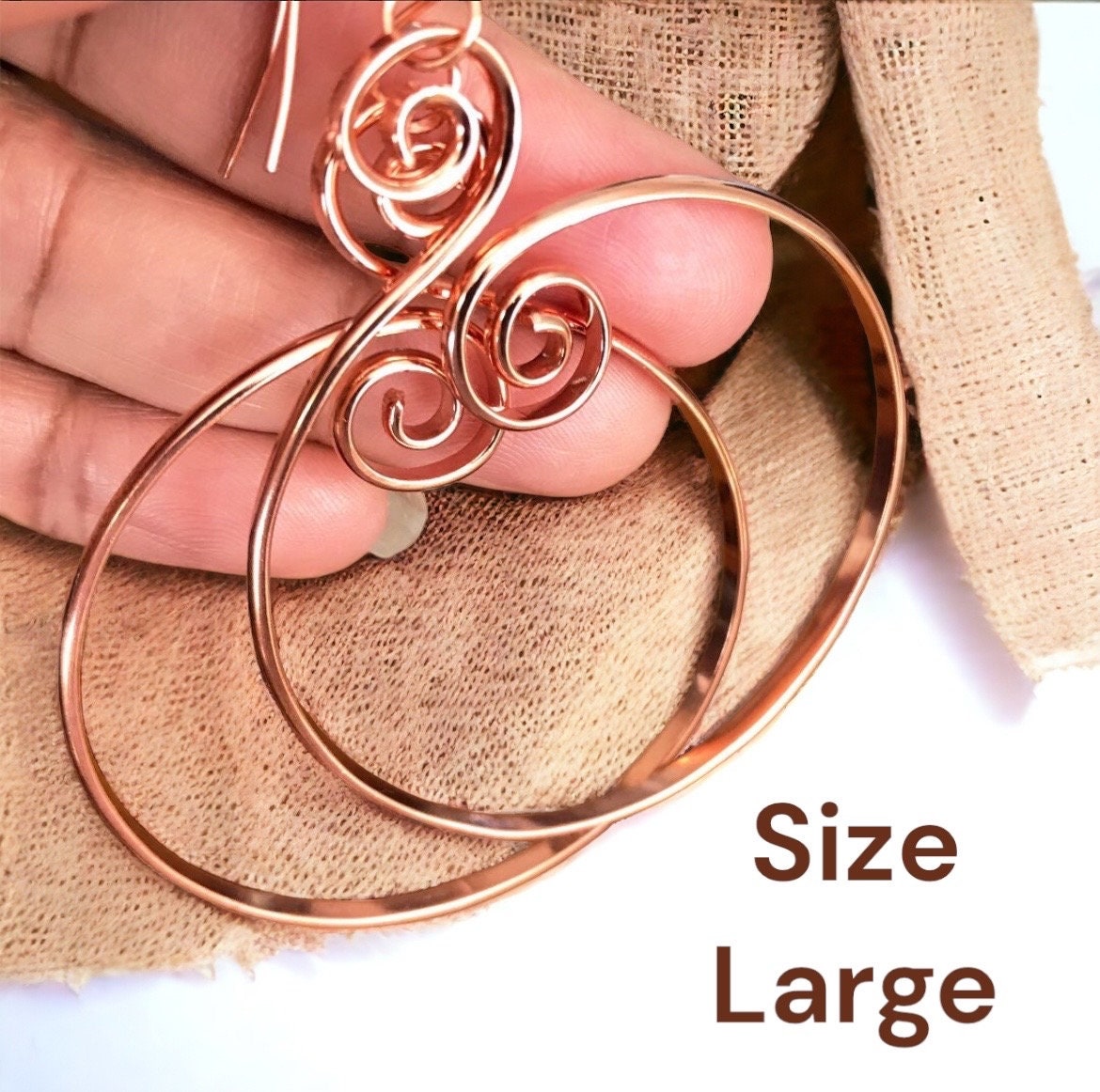 Oversized Shiny Copper Spiral Hoop Earrings