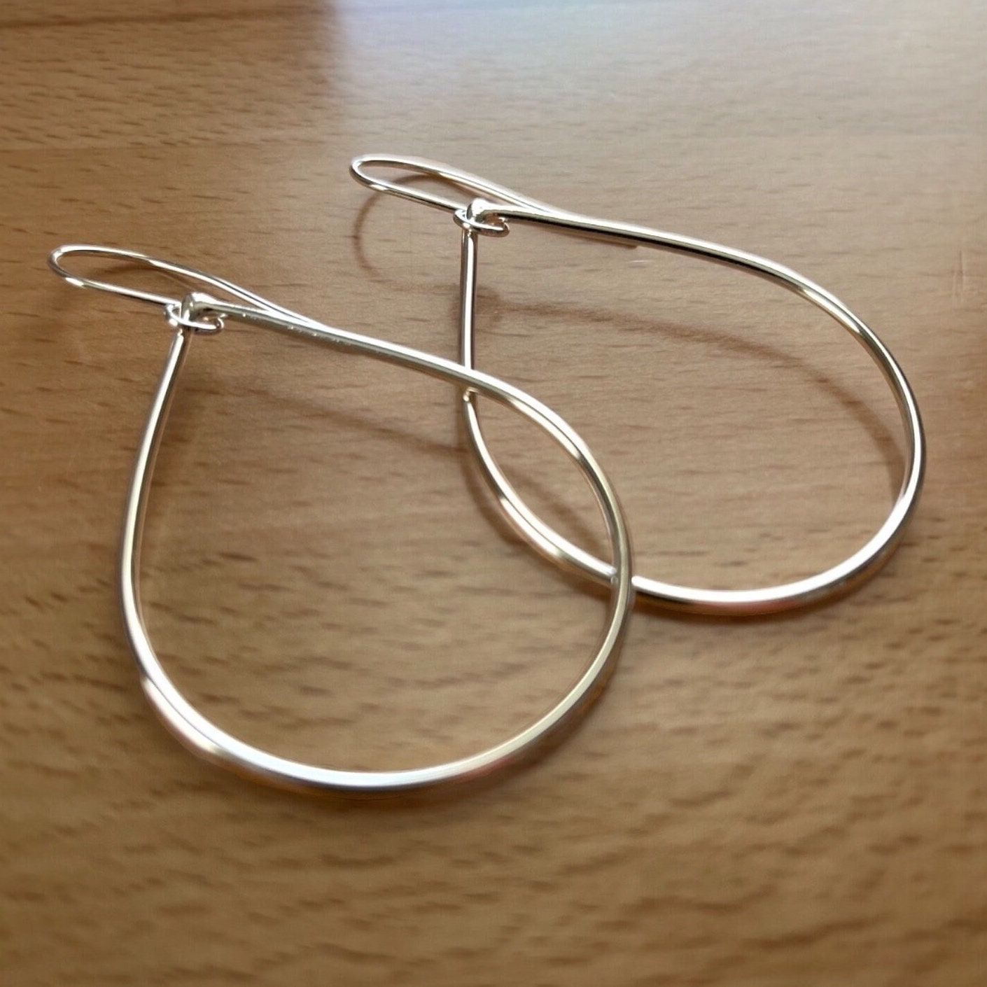 Oversized Silver Teardrop Hoops