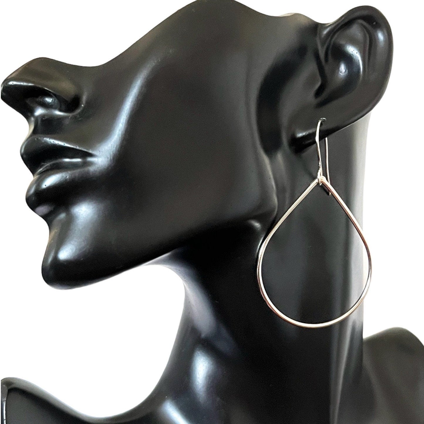 Oversized Silver Teardrop Hoops